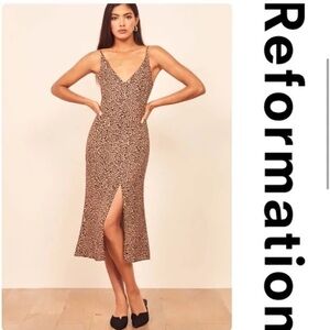 NWT - Reformation Leopard Print slip Dress